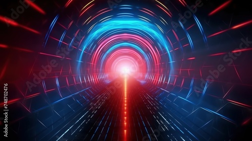 A tunnel with a blue-red glow.