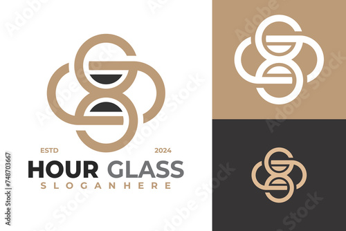 Elegant Hourglass Logo design vector symbol icon illustration