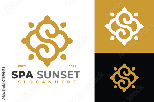 Letter S Spa Sunset Logo design vector symbol icon illustration