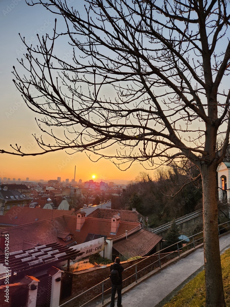 Sunset golden hour photo in Zagreb, Croatia
