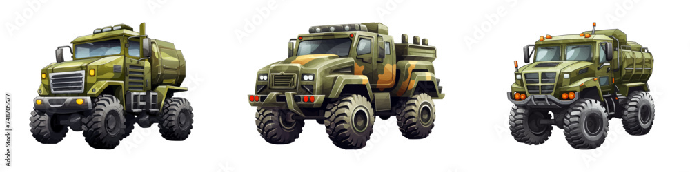 Cartoon military truck. Vector illustration