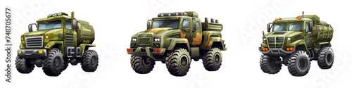 Cartoon military truck. Vector illustration
