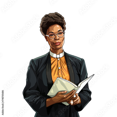 Female pastor of the Protestant church. Vector Illustration