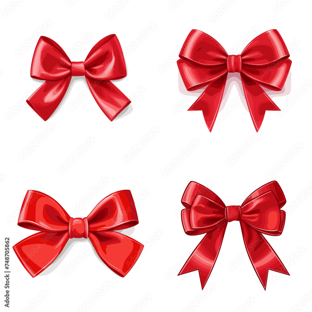 Ribbon Bow (Red Bow with Tied Ribbon). simple minimalist isolated in white background vector illustration Ribbon Bow (Red Bow with Tied Ribbon). simple minimalist isolated in white background vector illustration