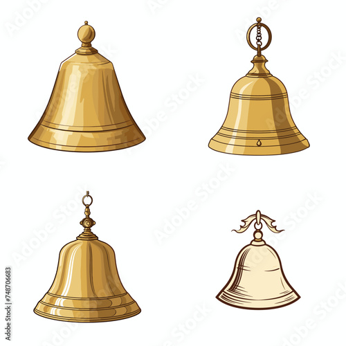 Pooja Bell (Brass Bell for Religious Rituals). simple minimalist isolated in white background vector illustration