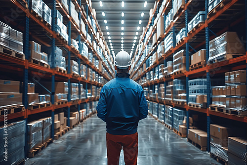 warehouse shelves with boxes, worker in warehouse, warehouse, warehouse workers in warehouse, person in a warehouse