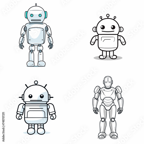 Android (Humanoid Robot Figure). simple minimalist isolated in white background vector illustration