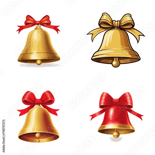 Bell (Jingle Bell with Ribbon). simple minimalist isolated in white background vector illustration