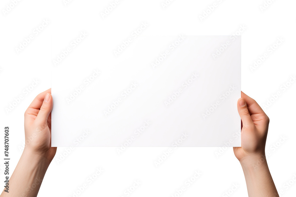 Hand holding blank paper isolated on transparent background Remove png ...