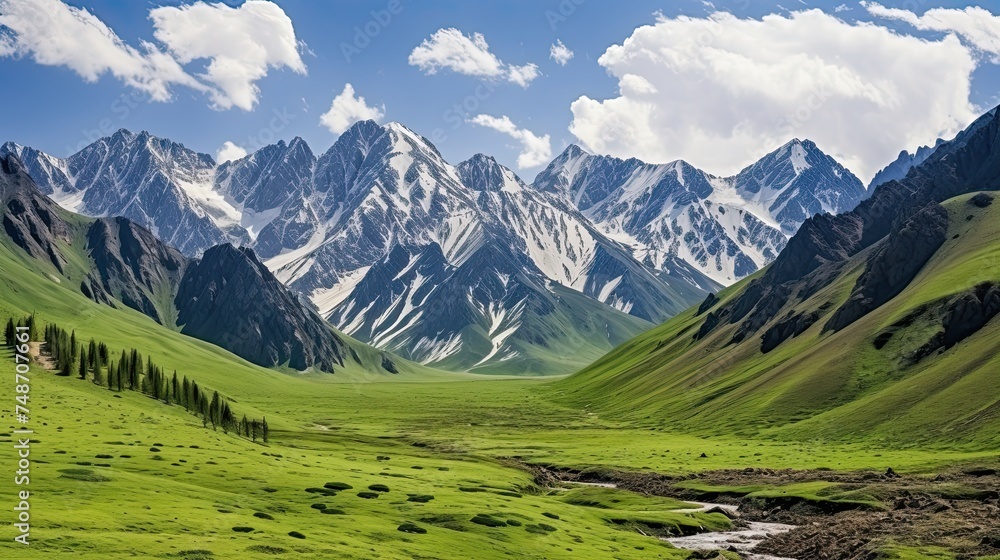High Mountain Pass in Tuluk Valley - Majestic Peaks and Breathtaking Mountain Views
