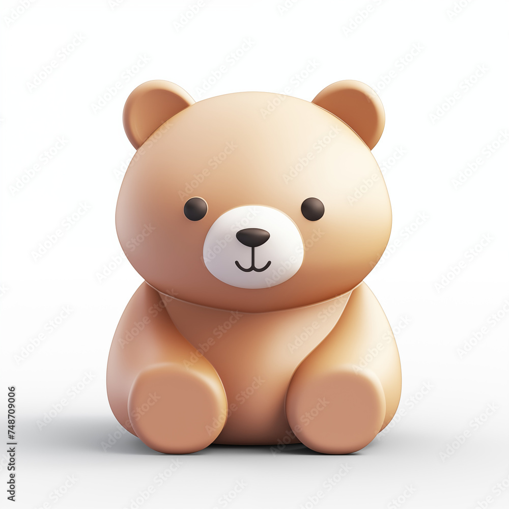 Digital Illustration of a Cute Glossy Teddy Bear Sitting Digital Illustration of a Cute Glossy Teddy Bear Sitting