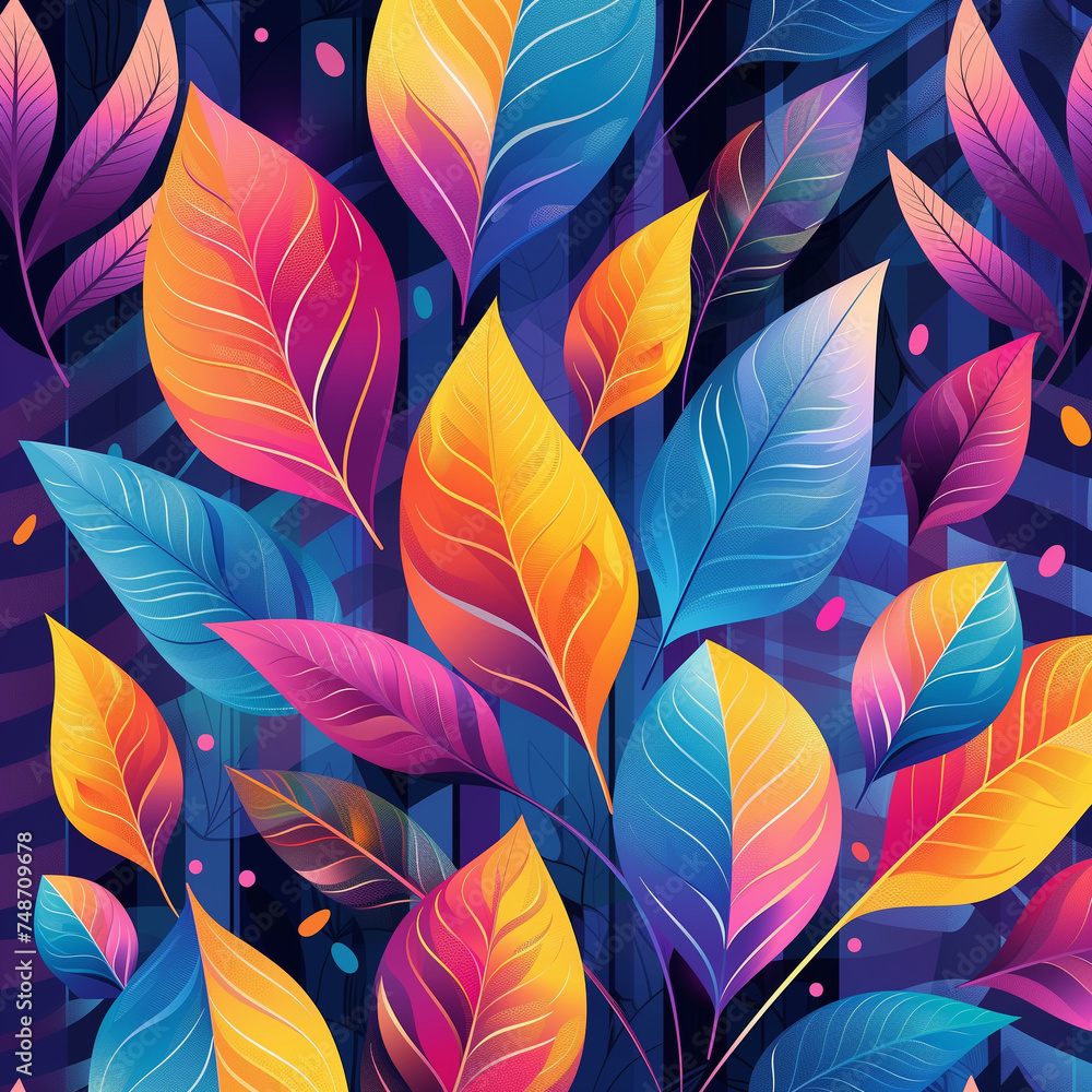 Abstract spring floral background with swirling pink and orange flowers and leaves Abstract spring floral background with swirling pink and orange flowers and leaves
