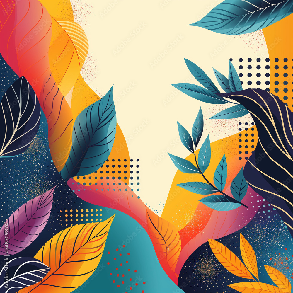 Fototapeta premium Repeating patterns of feathers and leaves for nature-inspired design elements