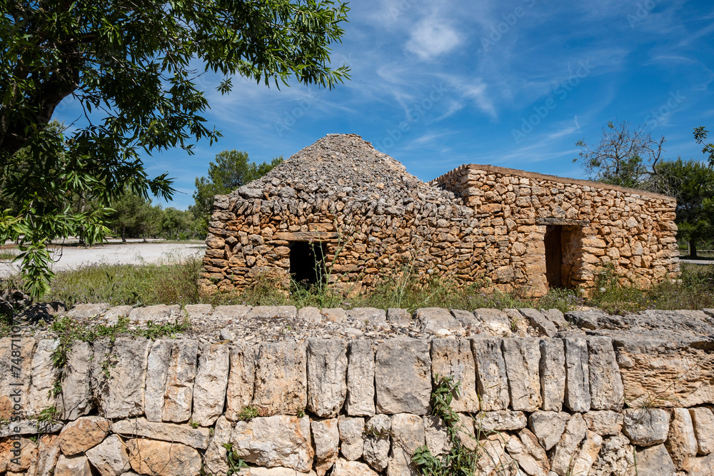 traditional stone shelters, Mondragó Natural Park, Santanyí municipal area, Mallorca, Balearic Islands, Spain traditional stone shelters, Mondragó Natural Park, Santanyí municipal area, Mallorca, Balearic Islands, Spain
