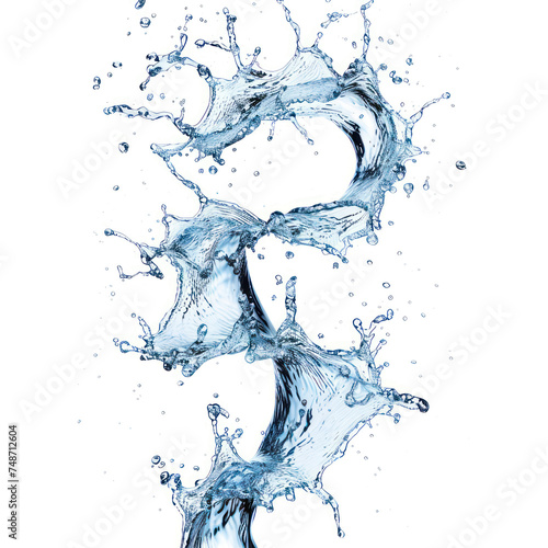 Twisted spiral water splash isolated on transparent png. 