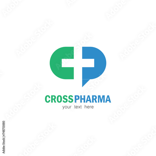Creative Pharma Concept Logo Design, Pharmacy logo. Letter P with pharmacy cross icon, isolated on a dark-green background. Letter P and medical cross. Drugstore, apothecary icon. Pharmacy Logo