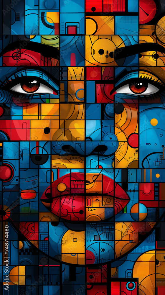 Stunning artistic face vector illustration.