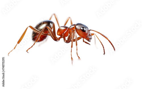 Magnified View Ant Carrying Water on white background