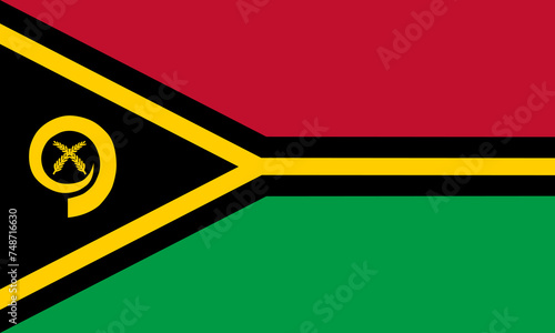 Close-up of black, yellow, red and green national flag of Oceanian country of Vanuatu. Illustration made March 1st, 2024, Zurich, Switzerland.