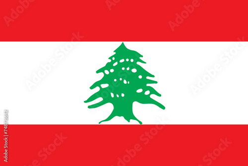 Close-up of red, white and green national flag of Asina country of Lebanon with cedar tree. Illustration made March 1st, 2024, Zurich, Switzerland.