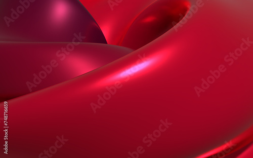Abstract 3d shape with shiny red surface background. Modern revolve shape backdrop. Suitable for poster, banner, presentation, cover, catalog, flyer, or brochure.