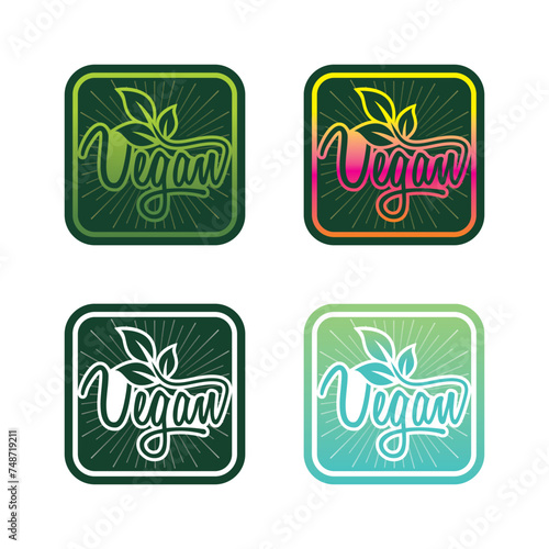 vegan natural product icon and elements vector gradient