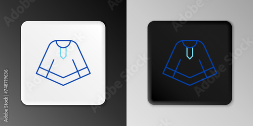 Line Traditional mexican poncho clothing icon isolated on grey background. Colorful outline concept. Vector