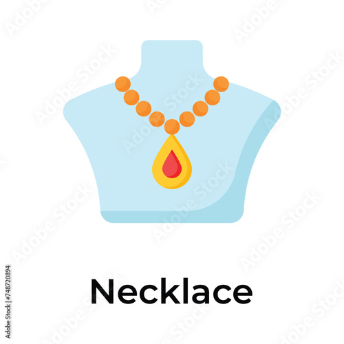 Creatively designed amazing icon of gold necklace in editable style