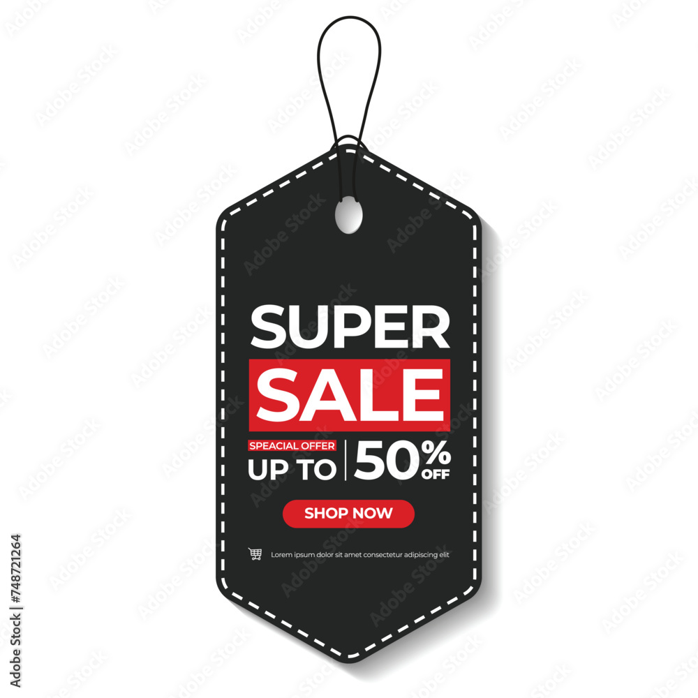 Black Price Label with Discount Promotion Tag