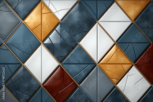 Abstract geometric 3d technology background with elegant blue, gold, and white color palette