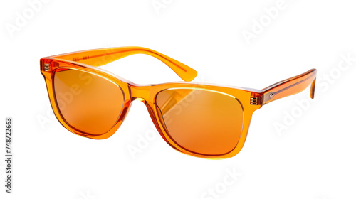 Stylish Plastic Sunglasses with Reflective Lenses on white background