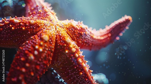closeup of starfish in deep ocean, underwater wildlife photography