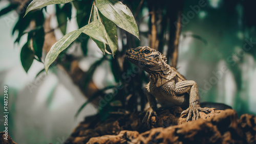 Close up shot portrait of a reptile hiding in its natural habitat wildlife