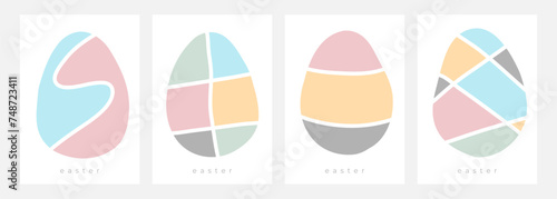 Easter Eggs. Set of hand drawn festive templates for Ester holiday greetings and invitations. Vector illustration.	