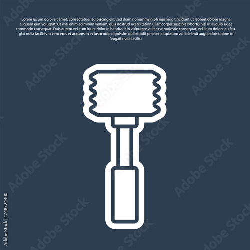 Blue line Kitchen hammer icon isolated on blue background. Meat hammer. Vector