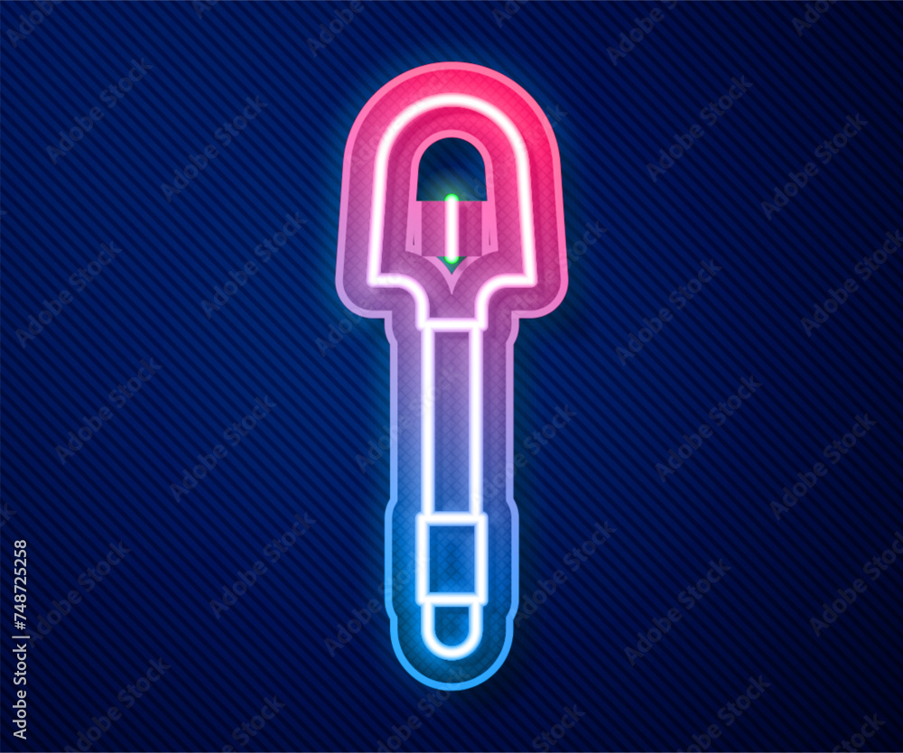 Glowing neon line Shovel icon isolated on blue background. Gardening tool. Tool for horticulture, agriculture, farming. Vector Glowing neon line Shovel icon isolated on blue background. Gardening tool. Tool for horticulture, agriculture, farming. Vector