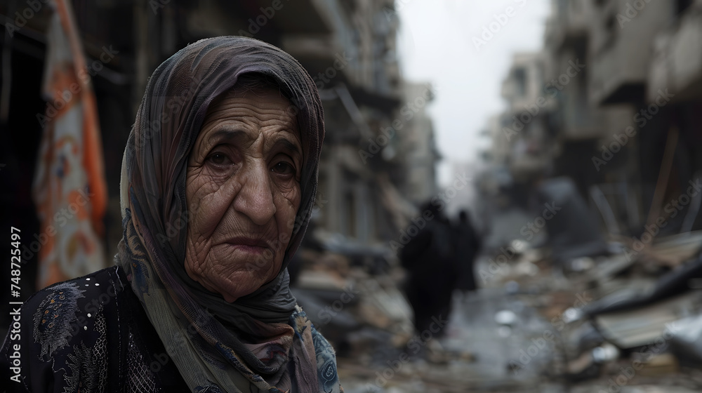 image that portrays the resilience of individuals navigating through the hardships of war-torn cities. Showcase the beauty and strength of real people facing adversity.