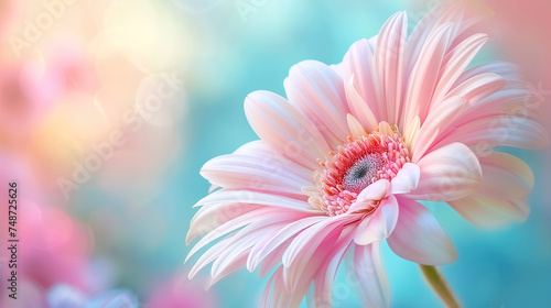 Flowers background, pink gerbera flowers, delicate and romantic floral background