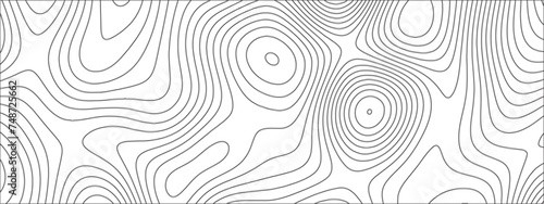 Abstract Topographic line art background. Mountain topographic terrain map background with white shape lines.Geographic map conceptual design.Black on white contour height lines.	
 photo