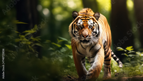 Ferocious tiger in wild jungle