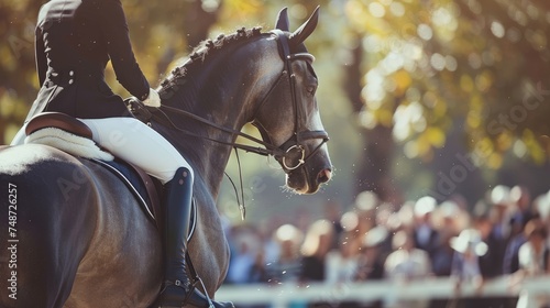 Equestrian Rider in Tailcoat Performing at Dressage Event photo