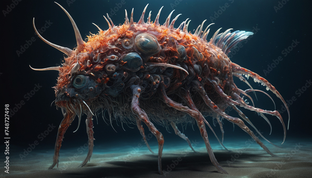 Obraz premium Worms, mites in large magnification, generative AI