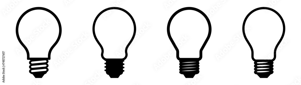 Bulb lamp icons set. Editable stroke. Bulb lamp icons set. Editable stroke.