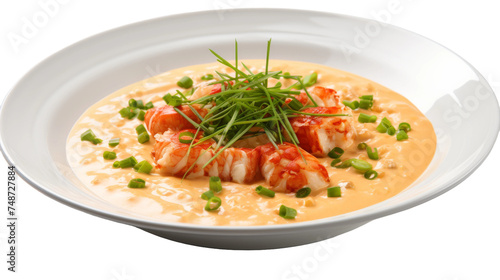 Luxurious Lobster Bisque Creation on white background