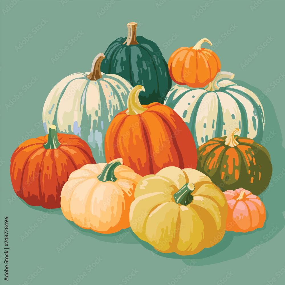 Group of pumpkin illustration  October halloween  flat