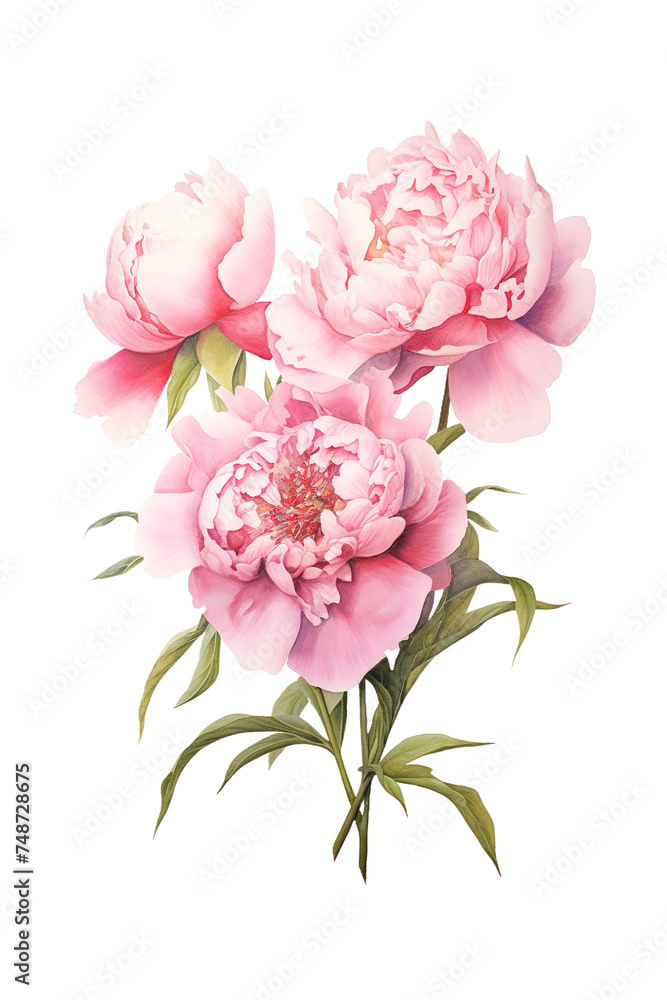 pink Peony Watercolor Illustration pink Peony Watercolor Illustration