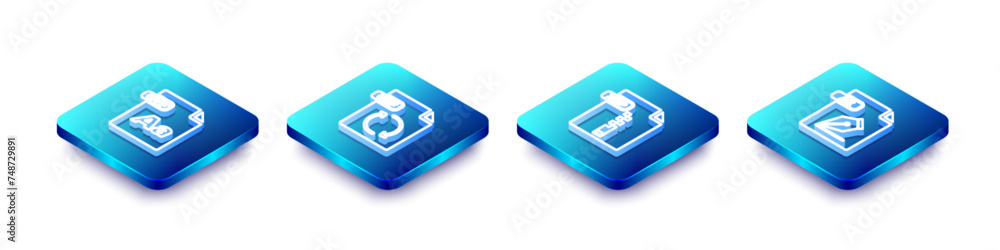 Set Isometric line OTF file document, GIF, ZIP and AI icon. Vector Set Isometric line OTF file document, GIF, ZIP and AI icon. Vector
