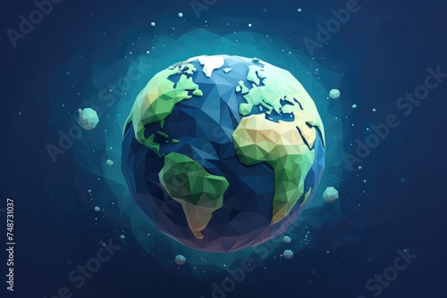 Earth planet illustrationcovered by rainy weather forecast, cold climate change. Generative Ai.