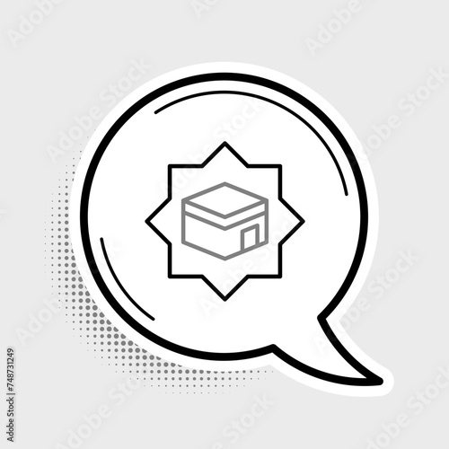 Line Kaaba mosque icon isolated on grey background. Kaaba hajj Mecca pray pilgrimage Ramadan Islam muslim mosque. Colorful outline concept. Vector