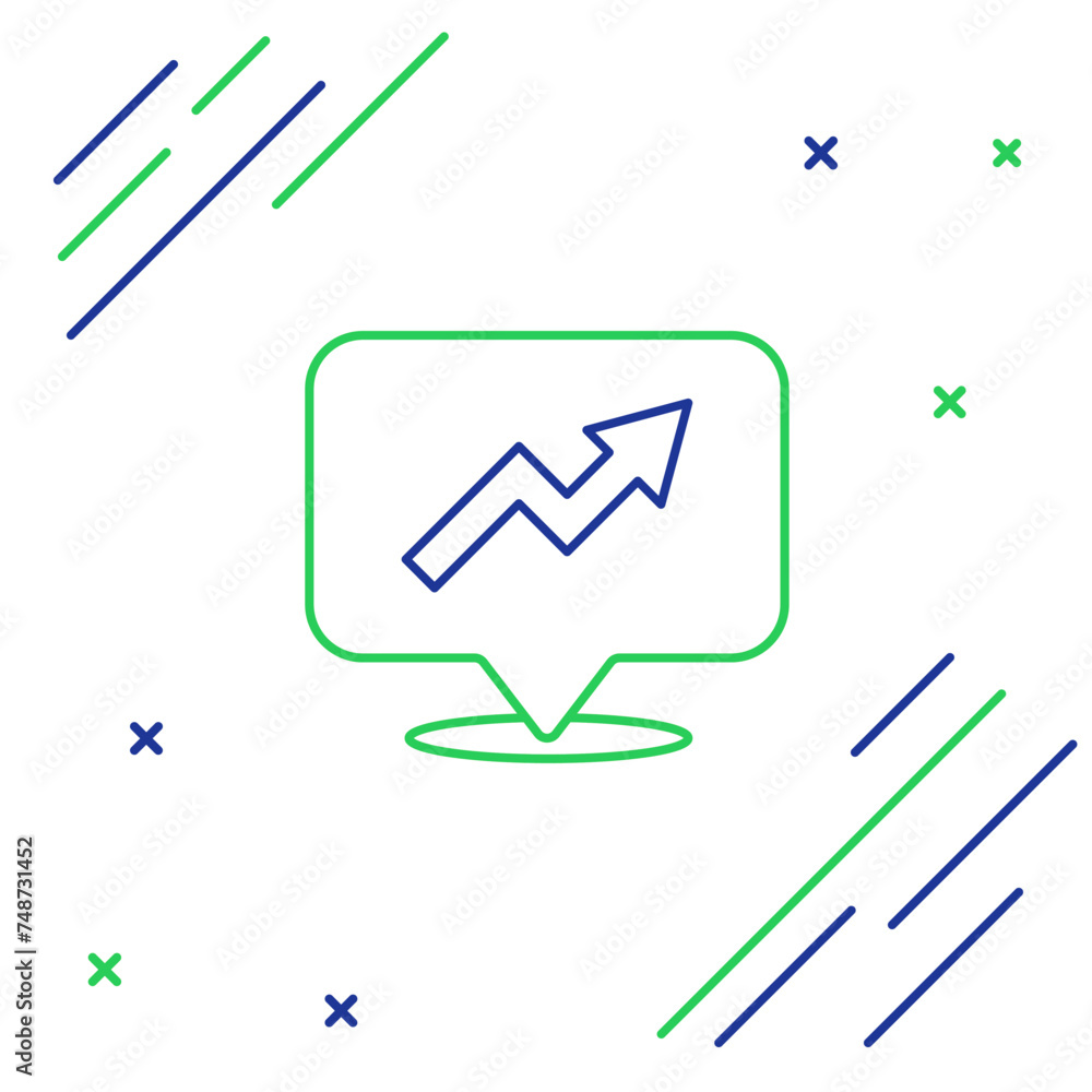 Line Financial growth increase icon isolated on white background. Increasing revenue. Colorful outline concept. Vector Line Financial growth increase icon isolated on white background. Increasing revenue. Colorful outline concept. Vector